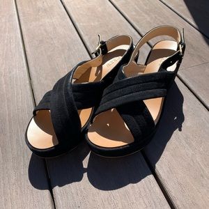 JCREW Black Platform Sandals